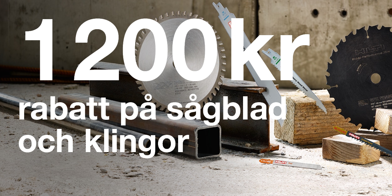 1200 kr rabatt på sågblad