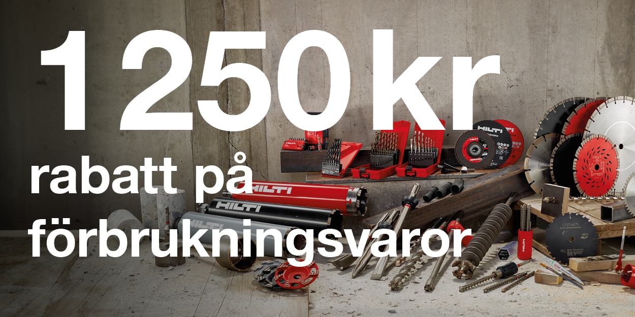 1250 kr rabatt på förbrukningsvaror