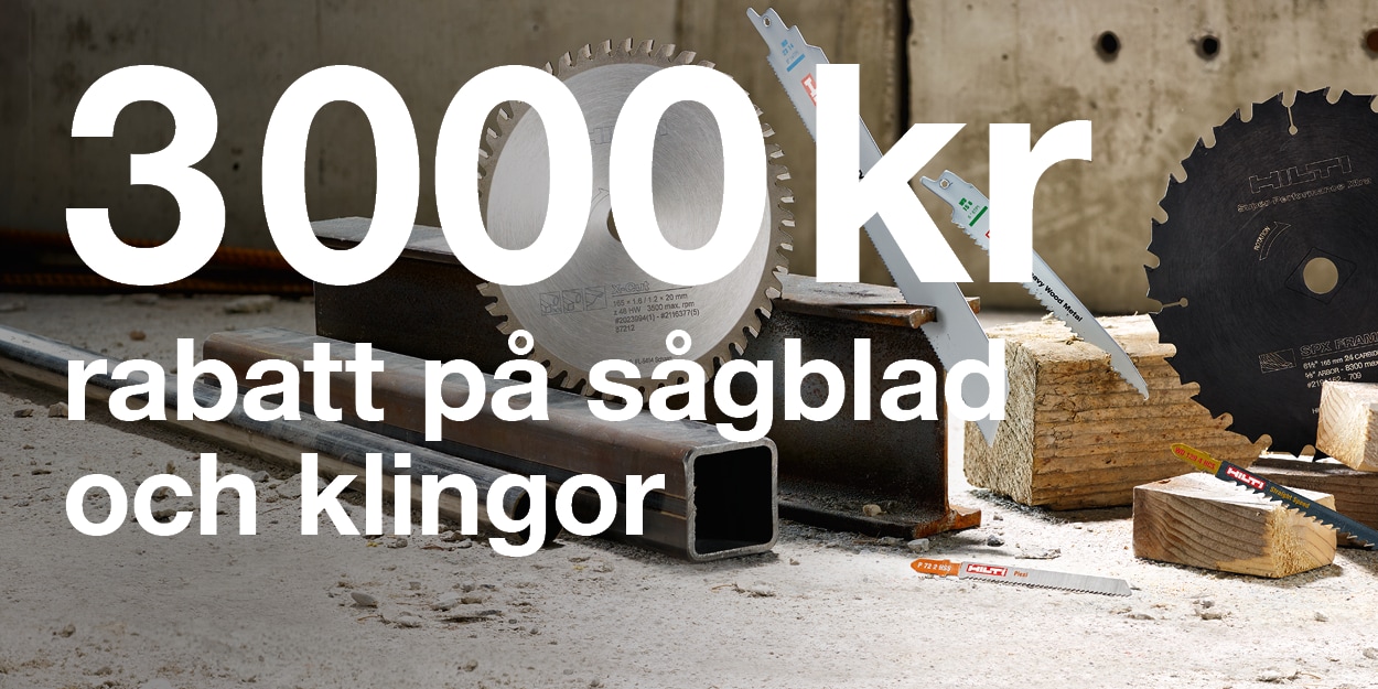 3000 kr rabatt på sågblad