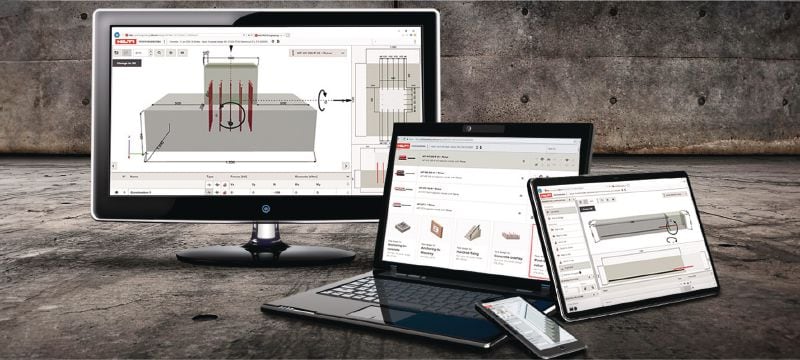 PROFIS Engineering Suite program för konstruktionsdesign Programvara för infästningar med koder och godkännanden, komponentbaserad metodberäkning av finita element och ett stort antal infästningsmetoder Användningsområden 1